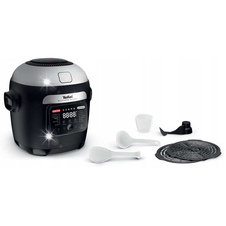 Мултикукър Tefal MY741CF0 1334W 6L, 14 автоматични програми, функция за разбъркване, черен