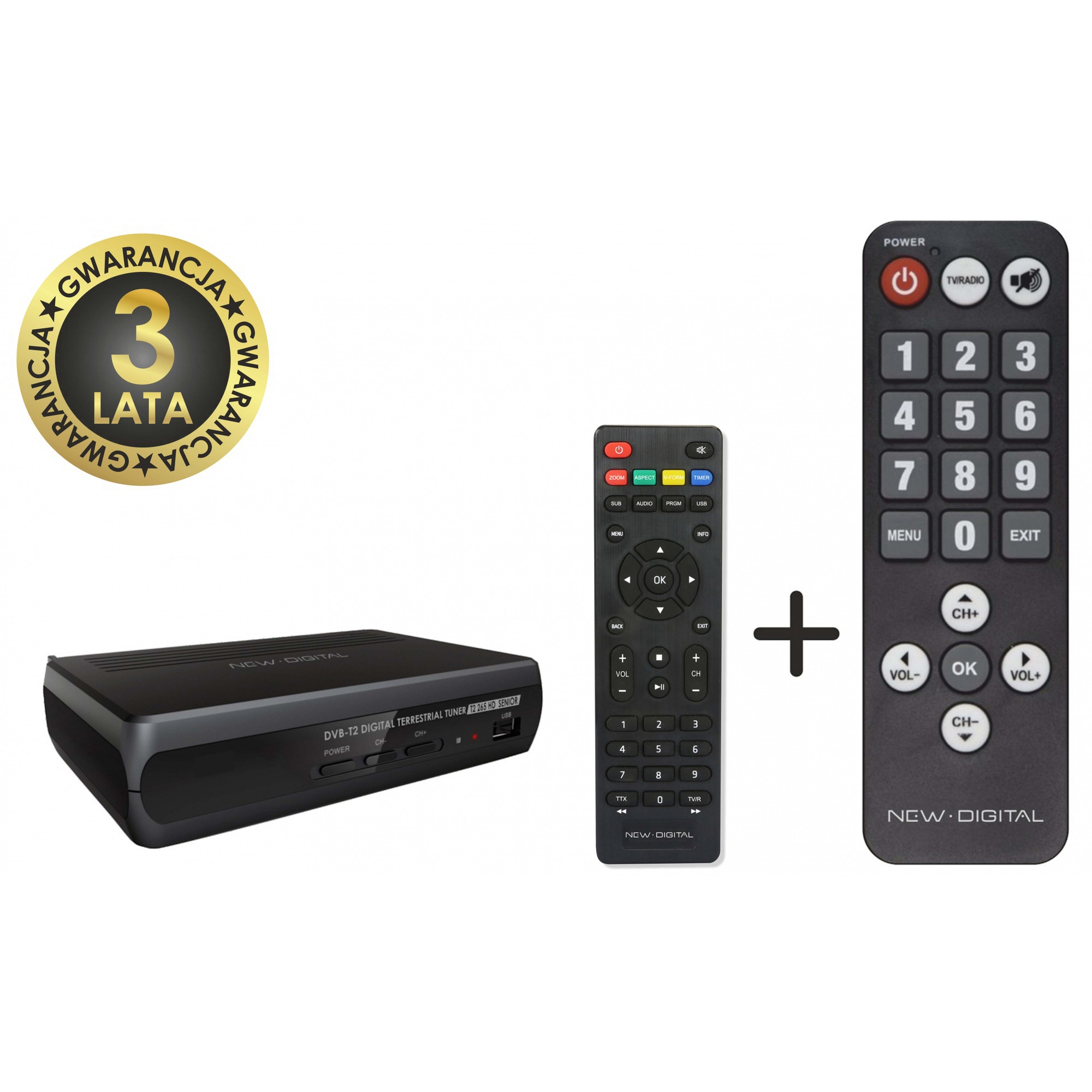Tuner TV New Digital DVBT2 HD, 2 telecomenzi, 1xHDMI, 1xSCART