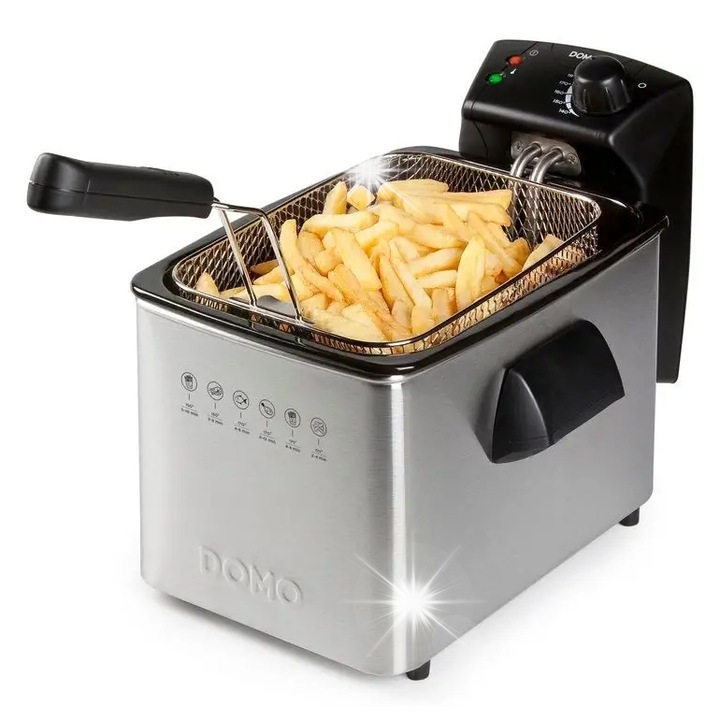 Фритюрник Domo DO465FR, 3000W, 4L, неръждаема стомана, размери 10.9x12.2x15.2см