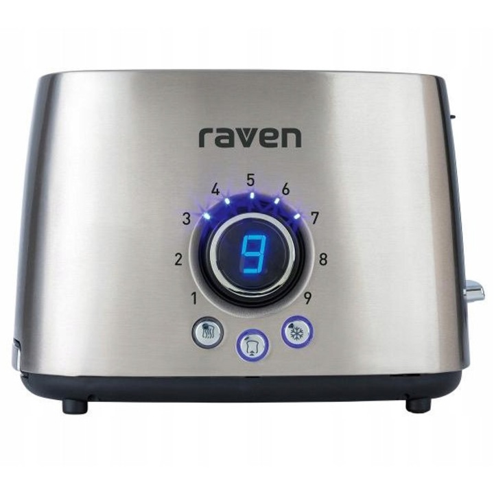 Тостер Raven ET007, 1000W, 2 филии, сребрист, функция размразяване