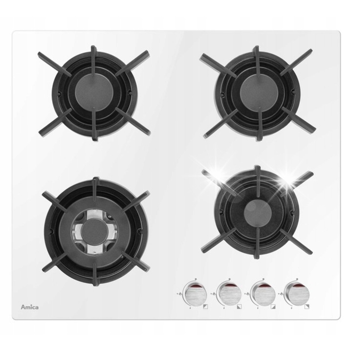 Газов плот, Amica PGCD6111AOW, 1 горелка уок, 4 горелки, бял, 59x52см