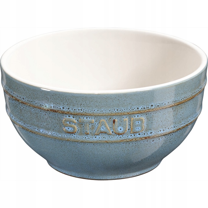 Bol Staub Serving, din ceramica emaliata, compatibil cu cuptor si masina de spalat, rezistent la zgarieturi, turcoaz antichizat, 14 cm, 1 buc