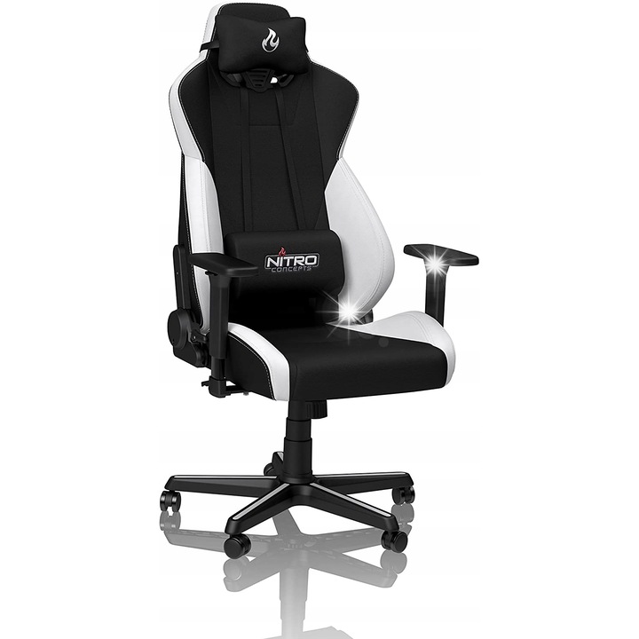 Геймърски стол Nitro Concepts S300, бял, 47x53см, 135кг, регулируем