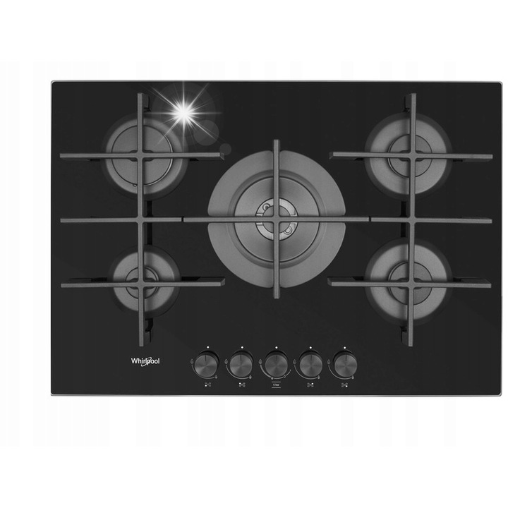 Газов плот, Whirlpool, AKWL 728/NB, 5 горелки, черен, 73x51x5.1см