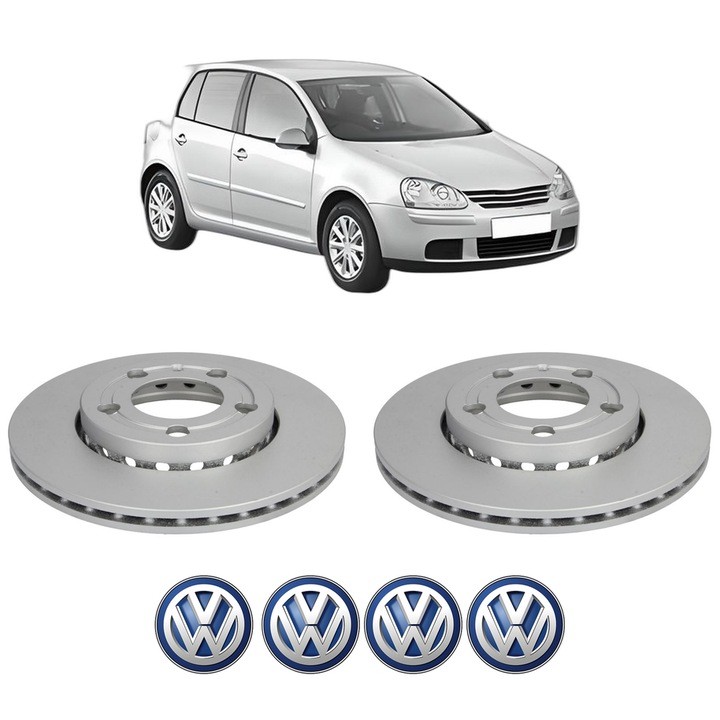 Set 2 discuri frana Fata Volkswagen GOLF V (1K1) din 2004-2009, KW 147 CP 200 CMC 1984, Auto, Bosch, 4 Stickere auto cu Volkswagen
