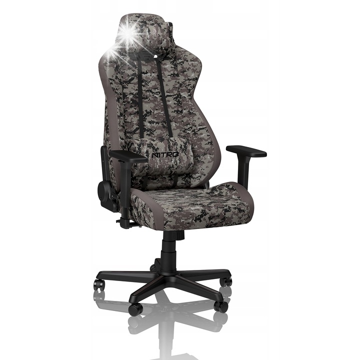 Геймърски стол Nitro Concepts S300, модерен дизайн, регулируем, градски камуфлаж, 140 см