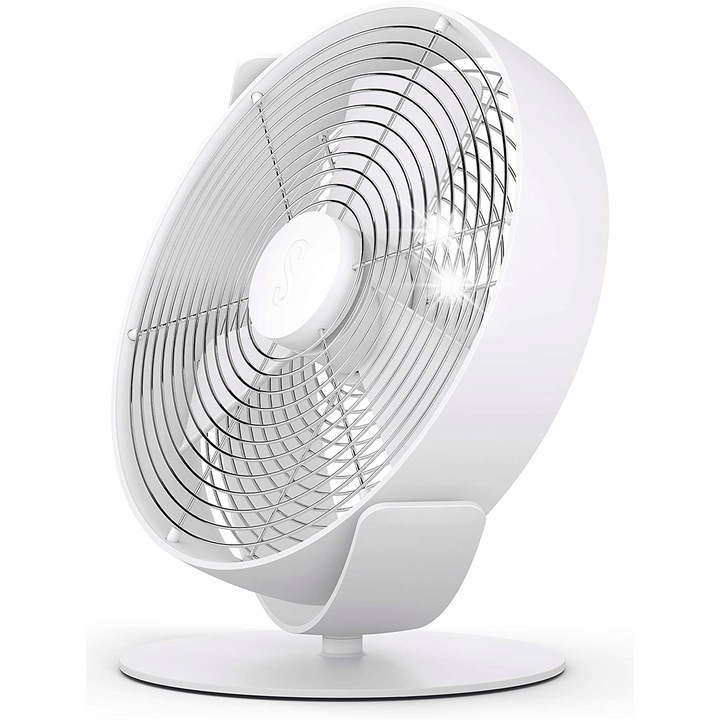 Вентилатор за бюро Stadler Form Tim, 10W, бял, 267x285x189мм, с USB, въртящ се и накланящ се