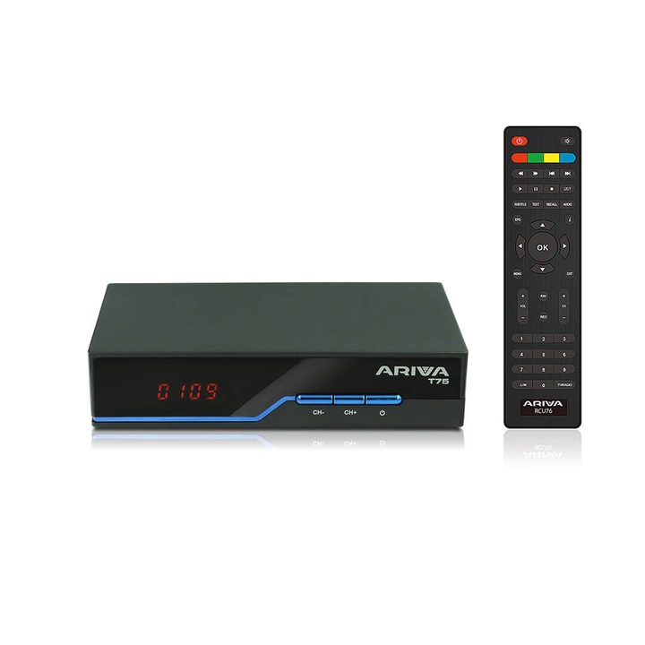 Телевизионен декодер Ferguson Ariva T75, HDMI, Bluetooth, черен, пълен комплект