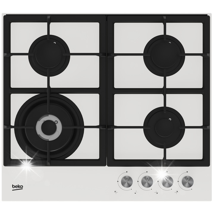 Газов плот, Beko, HILW 64225 SW, 4 горелки, бял, 60x52.4см