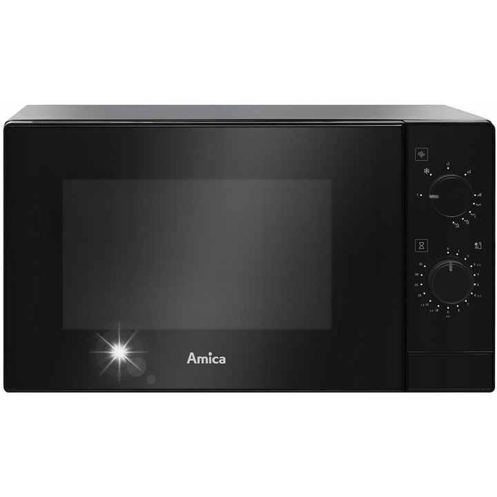 Cuptor cu microunde Amica AMMF20M1GB, 20L, 700W, grill, negru, 44x25,9x35cm
