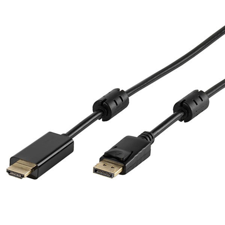 Кабел DisplayPort -> HDMI Vivanco, 1,8м, черен, аудио-видео, тройно екраниран