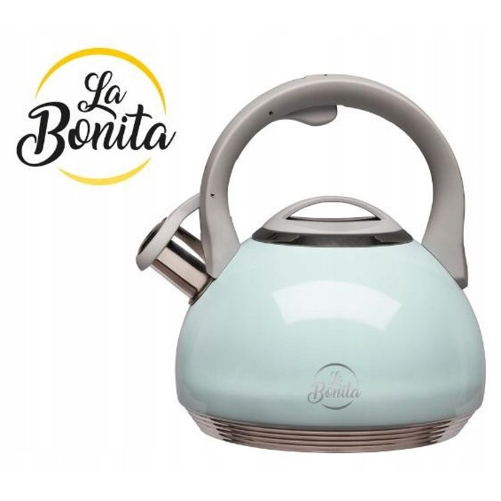 Чайник La Bonita, 2,5л, инокс, син, ненагряваща се дръжка