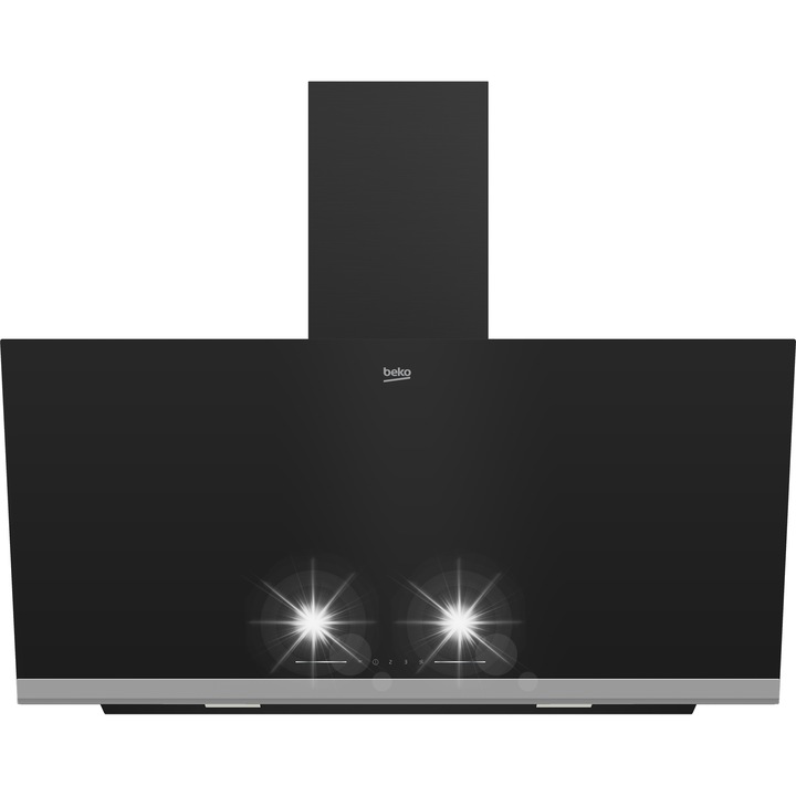 Стенен абсорбатор Beko BHCA96741BBHF, 712 м3/ч, 90 см, черен, тъч контрол, LED осветление