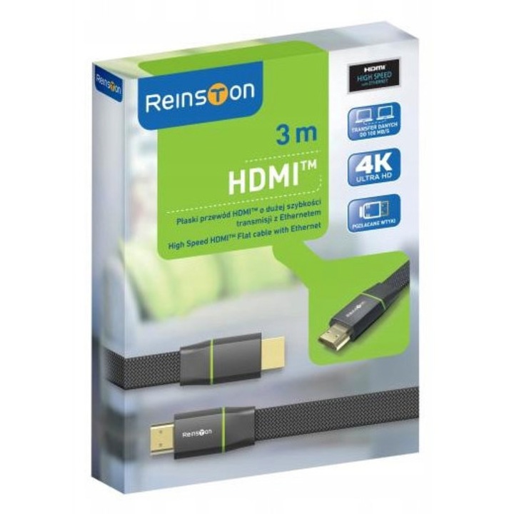 Кабел HDMI Reinston 3м, 4K, сребрист
