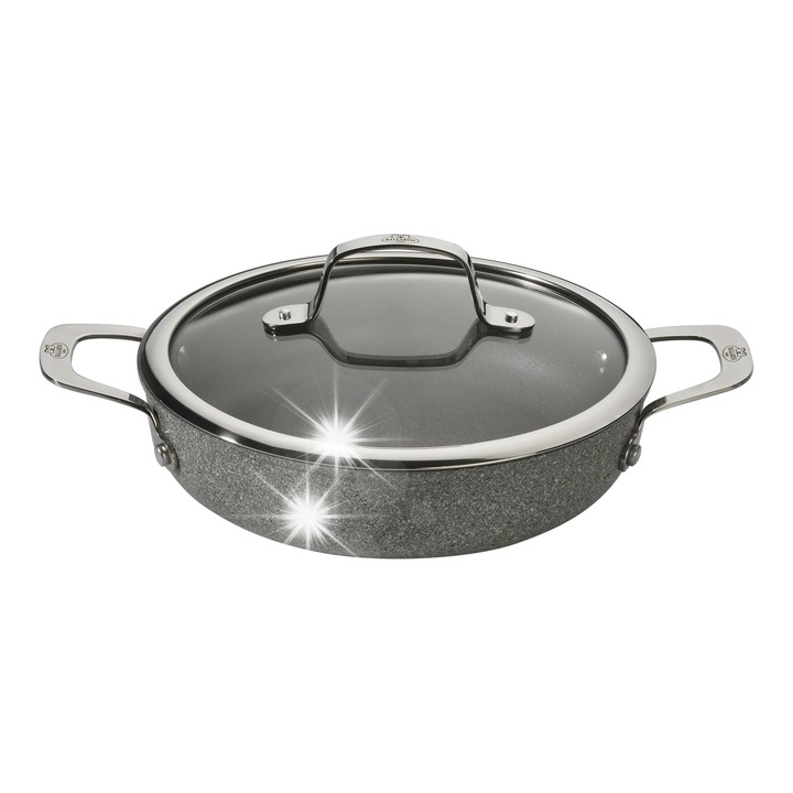 Дълбок тиган с капак Ballarini Salina Granitium 24см, сив, алуминий, 2 дръжки
