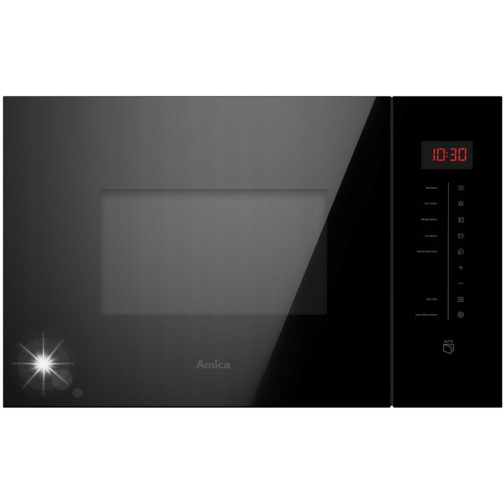 Cuptor cu microunde Amica 25l, 900W, negru, functie grill, 59,4x40,3x38,2cm