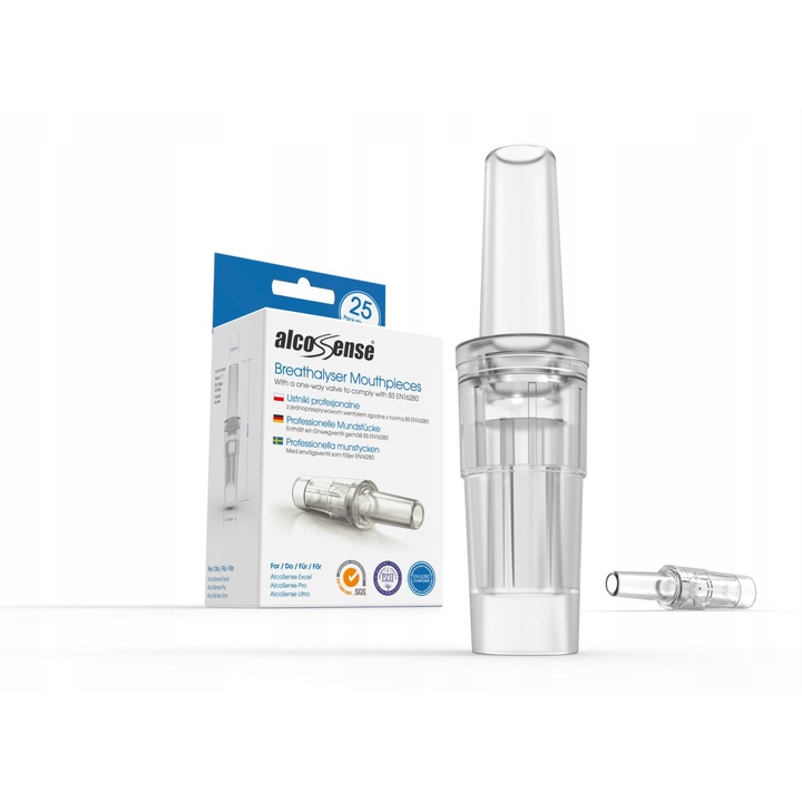 Set 25 mustiucuri profesionale AlcoSense, ventil unic, pentru alcometru