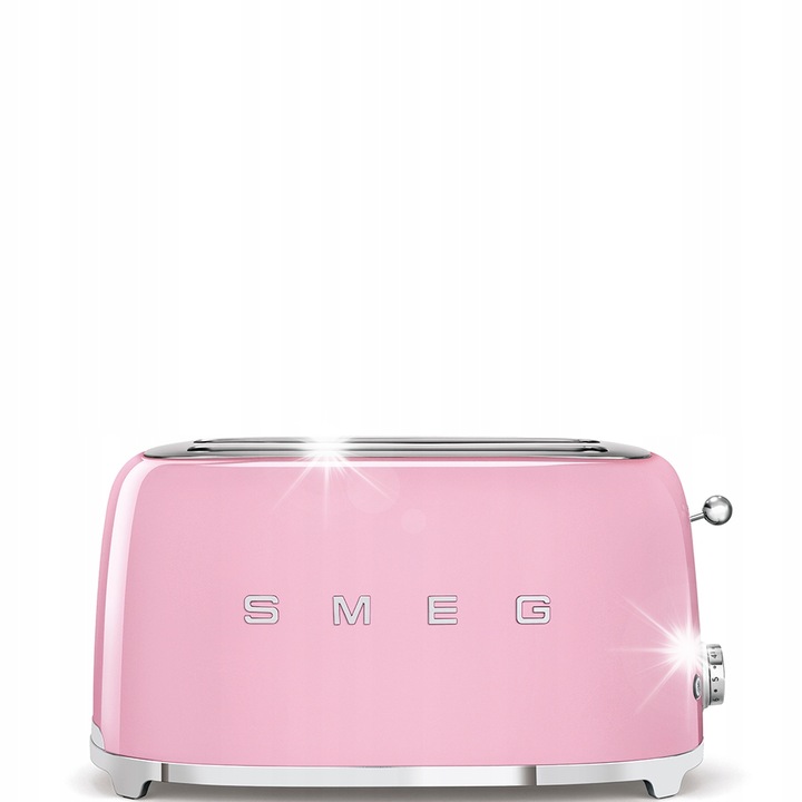 Тостер Smeg, 4 филии, 1500W, инокс, розов, 215x394x208мм
