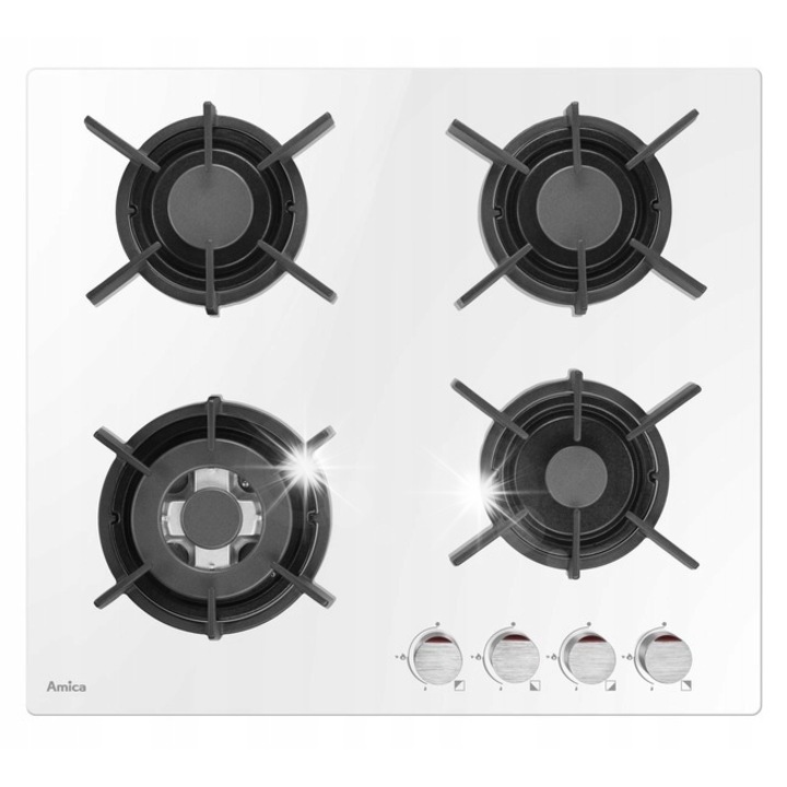 Газов плот, Amica, PGCD6111AOW, 1 WOK горелка, 4 горелки, бял, 59x52см