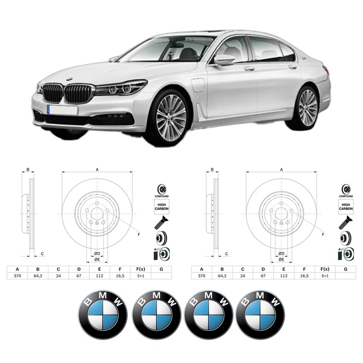 Set 2 discuri frana Spate BMW Seria 7 (G11, G12) din 2015-2020, KW 235 CP 320 CMC 2993, Auto, Bosch, 4 Stickere auto cu BMW Seria