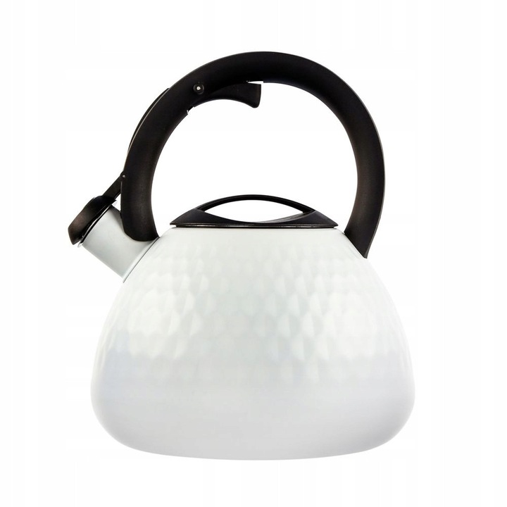 Чайник Altom Design Logan 2,7л, бял, за всички видове котлони, със свирка