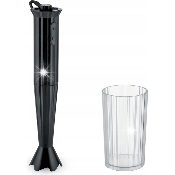 Блендер Alessi Plisse MDL10B 500W, черен, с функция Турбо, комплект със съдове за миксиране