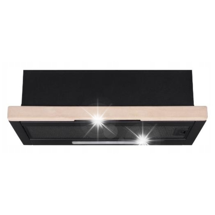 Телескопичен абсорбатор Akpo WK-7 Light Wood Eco 60, 331 м3/ч, 71 dB, матово черен, 60x17x30,6 см