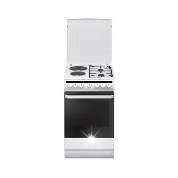 Комбиниран готварска печка Amica 4 зони, бял, 62л, 500x600x850мм