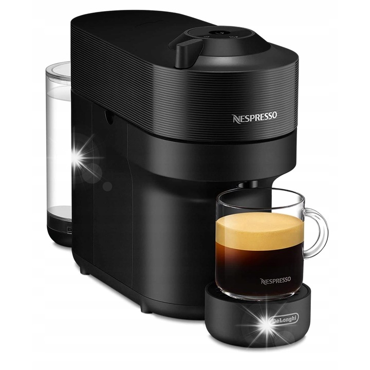Автоматична еспресо машина DeLonghi Vertuo Pop, 1260 W, 19 бара, черна, 1.1 л, стартов комплект