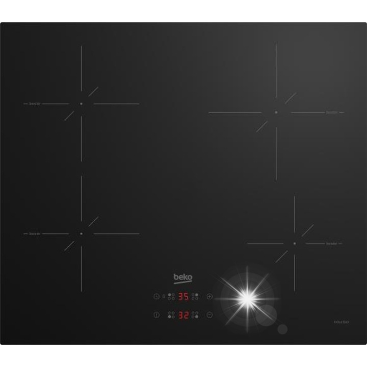 Електрически котлон Beko HII64400SMT, 4 индукционни зони, 7,2 kW, черен, 59x52см