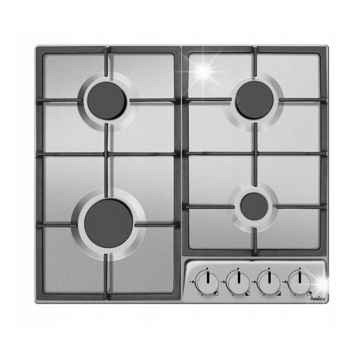 Газов плот, Amica, PGD6110APR, 4 горелки, инокс, 59x52см
