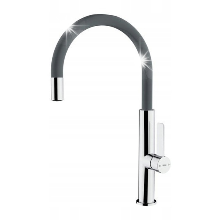 Кухненска батерия Teka FOT 995, хром-каменно сиво, месинг, въртяща се, 215x220мм