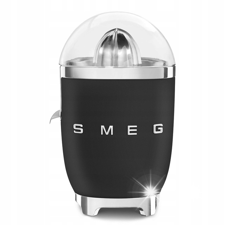 Цитрус преса Smeg CJF01, 70W, матово черна, със защитен капак и хромирана основа