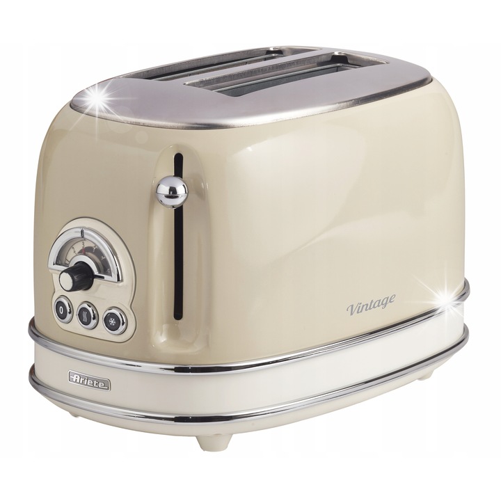 Тостер Ariete Vintage 155/03, 2 филии, 810W, крем