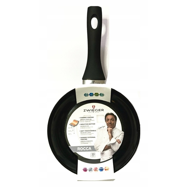 Тиган Zwieger Rocca, керамичен, 20см, черен, за индукция