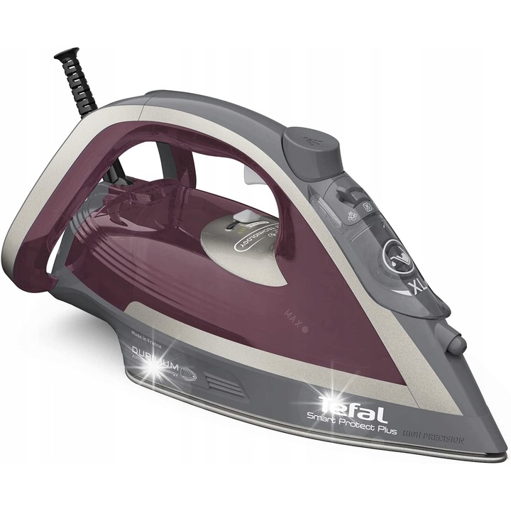 Fier de calcat cu abur Tefal Smart Protect Plus FV6870, 2800 W, 40 g/min, gri-bordo