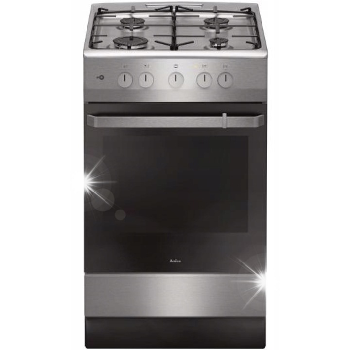 Газов котлон Amica 58GGD4.23ZPFQ, инокс, 50x60x85см, XXL капацитет, 1 функция