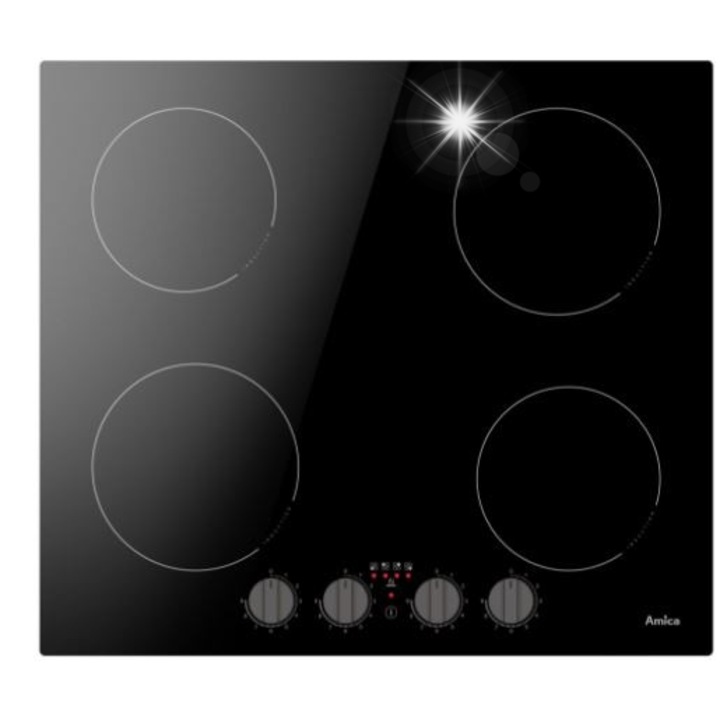 Електрически котлон Amica, индукционен, 4 зони, 6000 W, черен, 59x5,8x52см