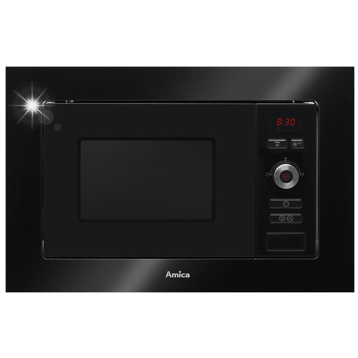 Cuptor cu microunde incorporat Amica 800W 20L negru, control electronic, functii automate