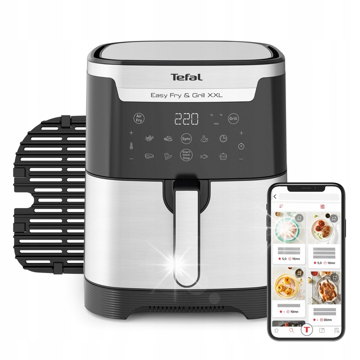 Фритюрник TEFAL Easy Fry & Grill XXL, 6,5л, 2 в 1, черен