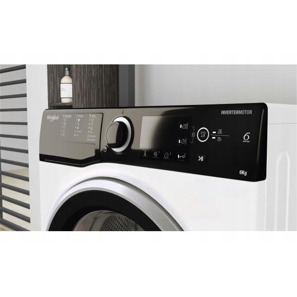 Masina de spalat rufe Whirlpool, WRBSB 6249 S EU, 6 kg, 1200 rpm, alb-negru, 43x60x85 cm