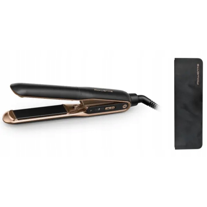 Преса за коса Rowenta Thermocare, 5 температурни нива, черно-златна, комплект с калъф