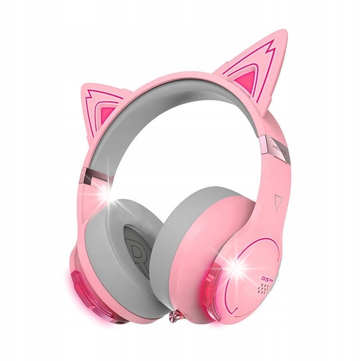 Геймърски слушалки Edifier HECATE G5BT, Bluetooth 5.2, прибиращ се микрофон, RGB осветление, 181x206x94,72 мм, розови