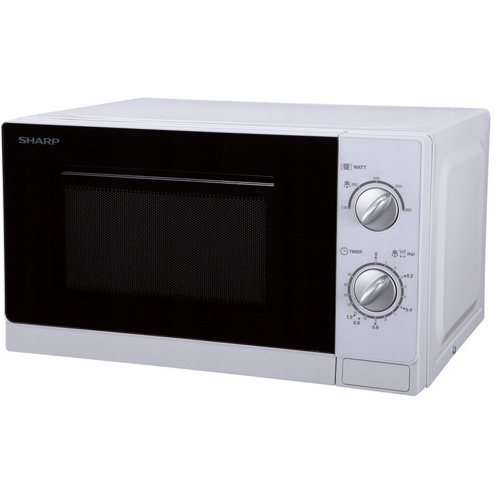 Cuptor cu microunde Sharp R20DW, 20L, 800W, alb, 25.6x44x33.9cm