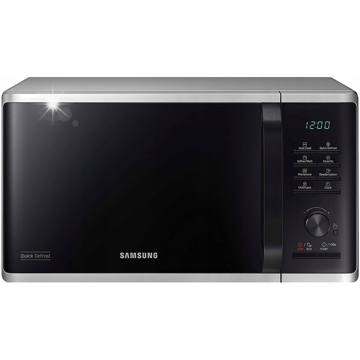 Cuptor cu microunde Samsung 800W 23L, negru, argintiu, functii de deodorizare si dezghetare rapida