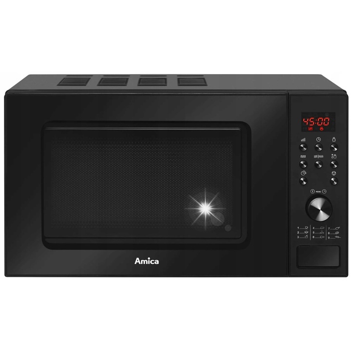 Cuptor cu microunde Amica 700W 20L cu grill 900W, negru
