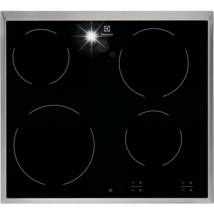 Електрически плот Electrolux, керамичен, 4 зони, 6.5 kW, черен, 57.6x51.6cm