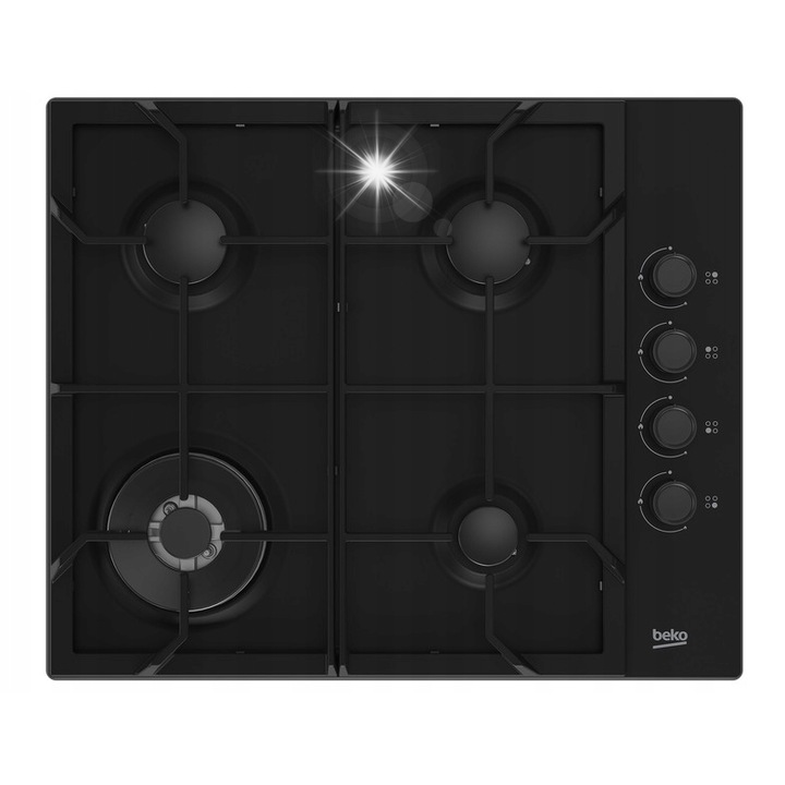 Газов плот Beko, HIBW64125SB, 4 зони, черен, 61x51см