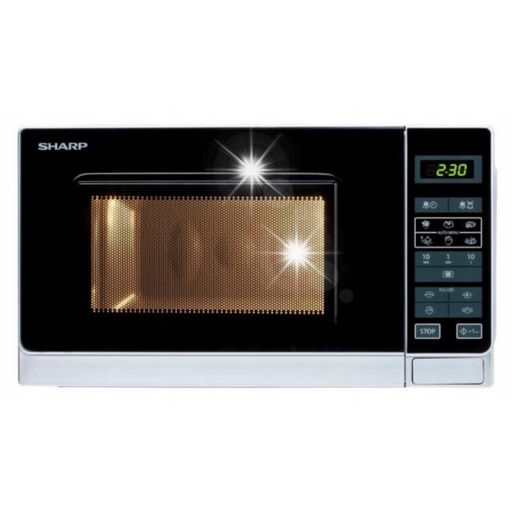 Cuptor cu microunde Sharp R242INW, 800W, 20L, argintiu, dimensiuni 44x25,8x35,9cm