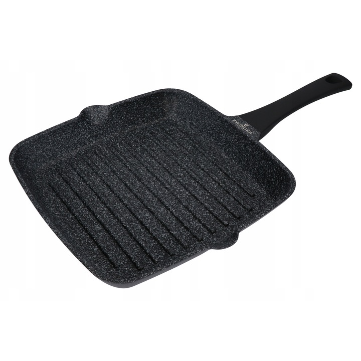 Тиган за грил Zwieger Black Stone, 28см, черен, с незалепващо покритие Greblon, пълна индукция